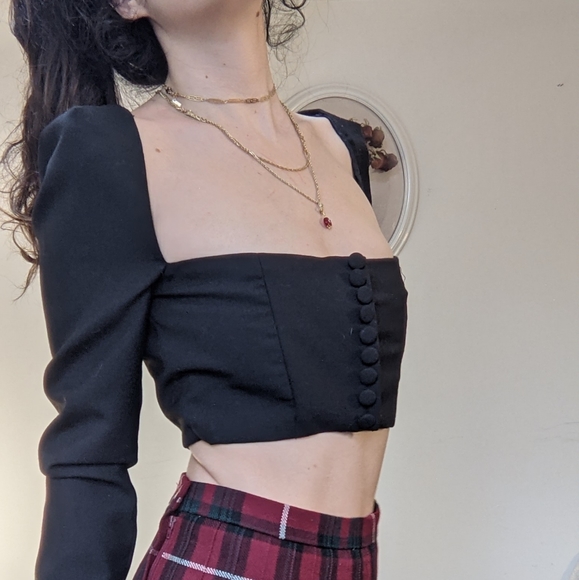 Danielle Guizio wool button up corset style top - Picture 2 of 5